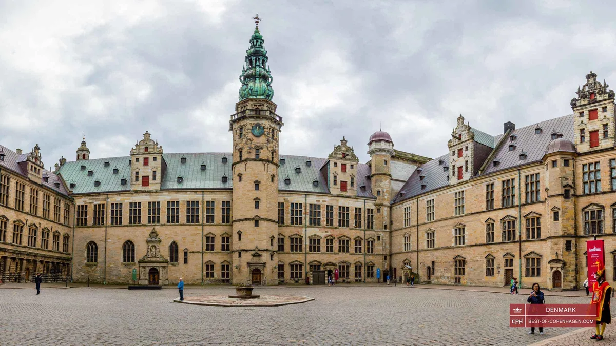 The courtyard of Kronborg Castle on a Hamlet Castle and Helsingør city tour