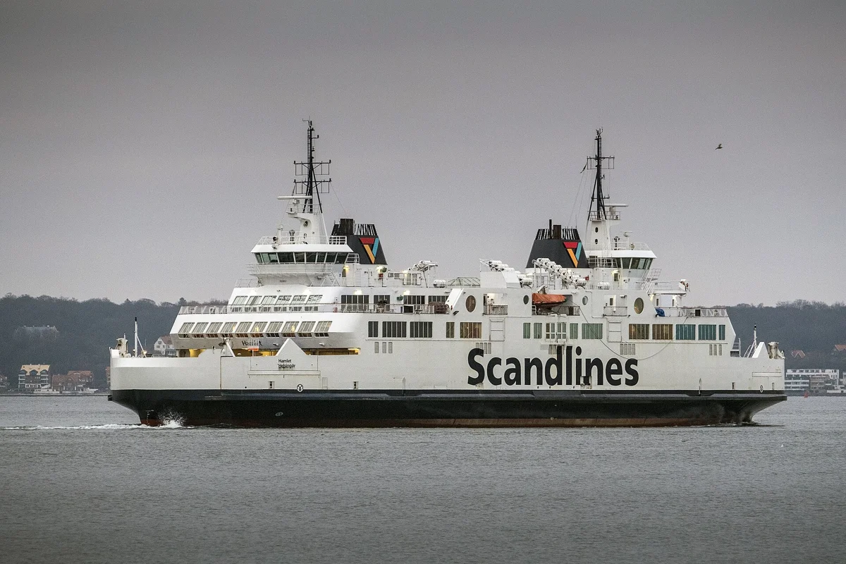 A ferry crossing the Øresund to Helsingør, the route to Kronborg Castle from Sweden